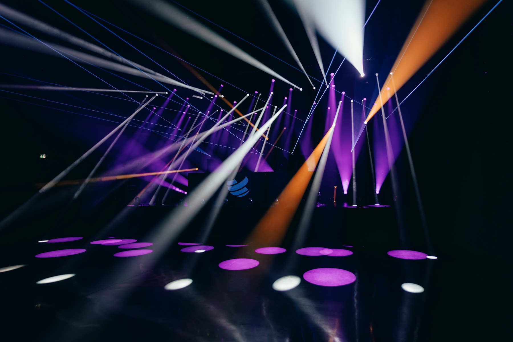 Immersive branded environment with coloured lighting